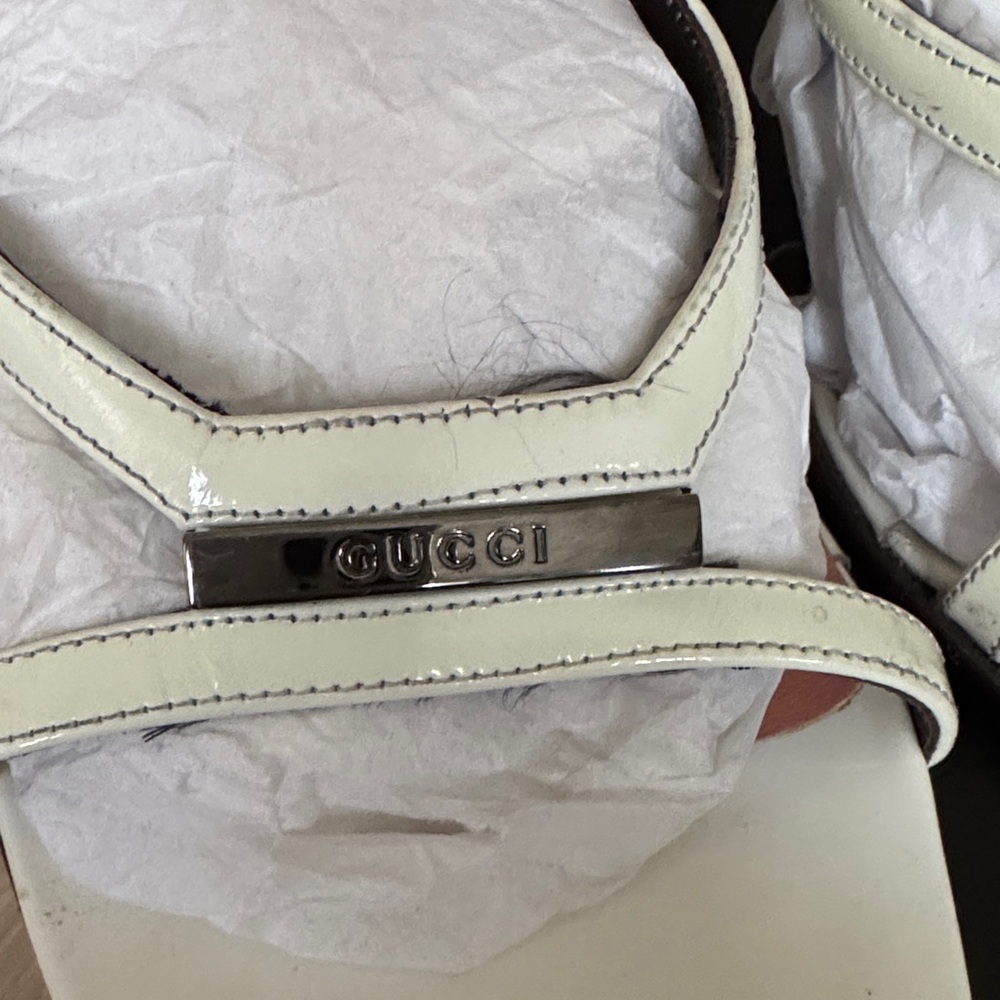 Gucci Cream/white Leather Square-Toe Slide Heels with Pink Insole - Picture 5 of 11